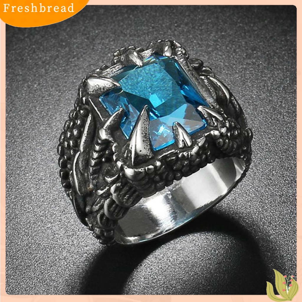 < Freshbread > Pria Vintage Naga Bentuk Cakar Cubic Zirconia Hias Cincin Pesta Prop Perhiasan