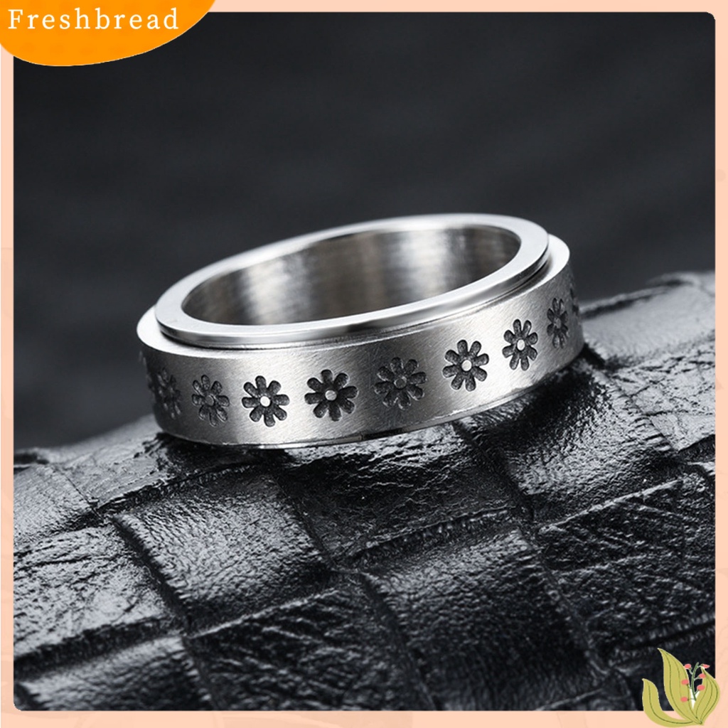 &lt; Freshbread &gt; Cincin Unisex Geometris Artistik Titanium Steel Cincin Jari Luar Yang Dapat Diputar Untuk Pesta