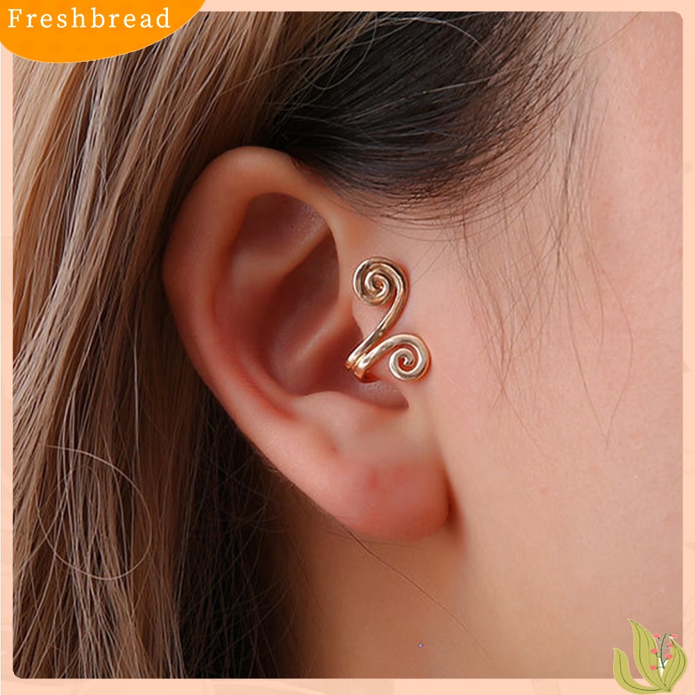 &lt; Freshbread &gt; Fashion Wanita Hoop Shape Ear Clips Earrings Hadiah Pesta Perhiasan Tanpa Tindik