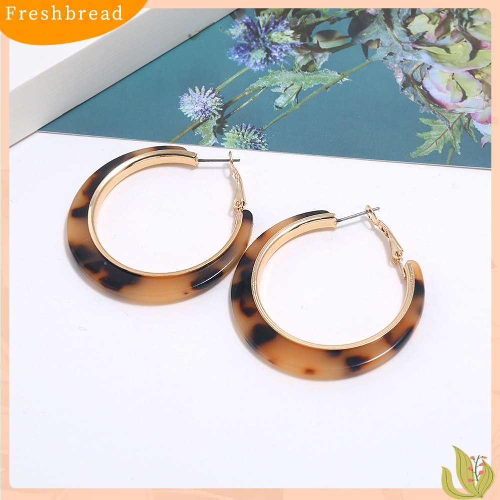 &lt; Freshbread &gt; Fashion Wanita Leopard Bulat Lingkaran Menjuntai Drop Hoop Earrings Pesta Perhiasan Hadiah