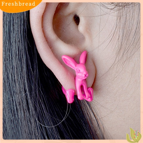 &lt; Freshbread &gt; 1Pc Wanita Kelinci Lucu Hewan Alloy Telinga Stud 3D Bunny Earring Fashion Perhiasan