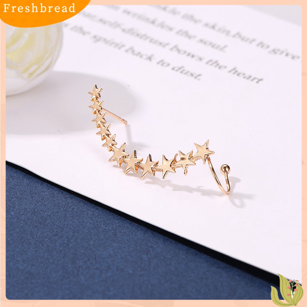 &lt; Freshbread &gt; 1pc Klip Anting Bentuk Bintang Warna Solid Ramah Untuk Kulit Anti-Cacat Indah Dekoratif Portabel Tahan Lama Ringan Wanita Stud Earrings Hadiah