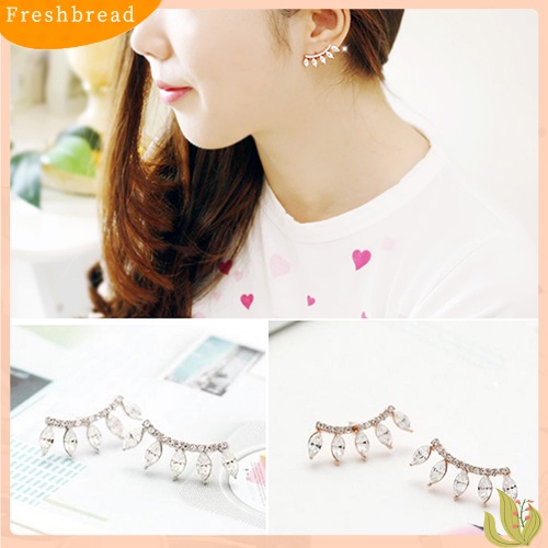 &lt; Freshbread &gt; Fashion Perak Disepuh Marquise Cut Berlian Imitasi Mahkota Telinga Menyapu Pejantan Anting