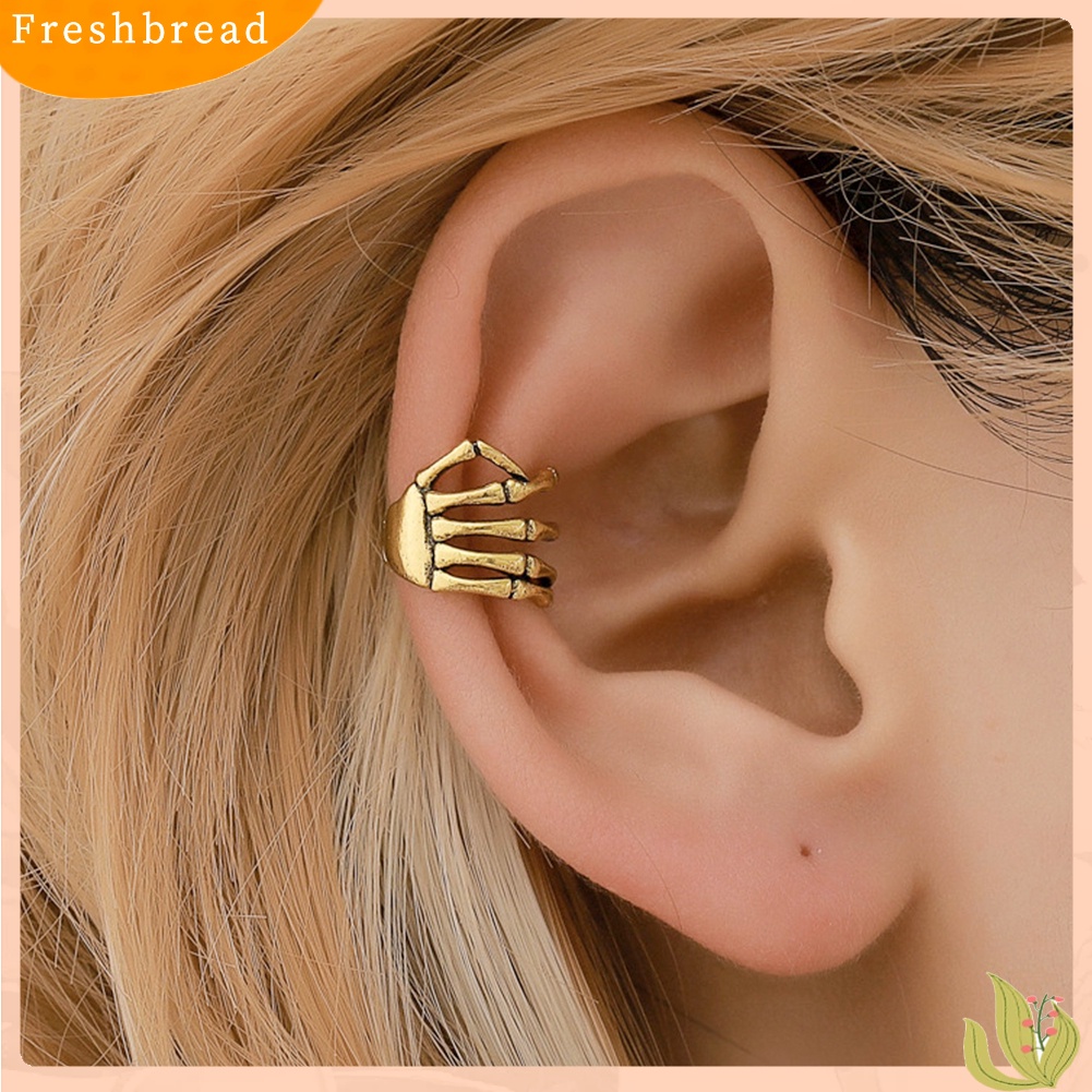 &lt; Freshbread &gt; 1Pc Wanita Tengkorak Tangan Telinga Manset Klip On Anting Tulang Rawan Perhiasan Non-piercing