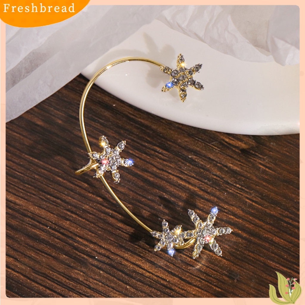 &lt; Freshbread &gt; 1Pc Pembungkus Telinga Anti Karat Hadiah Sempurna Alloy Cincin Telinga Berlian Imitasi Snowflake Halus Untuk Harian