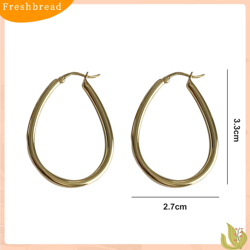 &lt; Freshbread &gt; 1pasang Drop Anting Berlebihan Berongga Besar Tetesan Air Dipoles Warna Emas Perak Wanita Anting Perhiasan Fashion