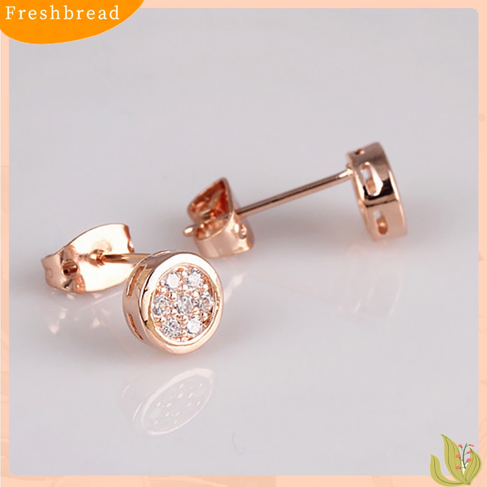 &lt; Freshbread &gt; Indah Bulat Zirkon Telinga Studs Wanita Gadis Pesta Anting Tindik Perhiasan Pesona