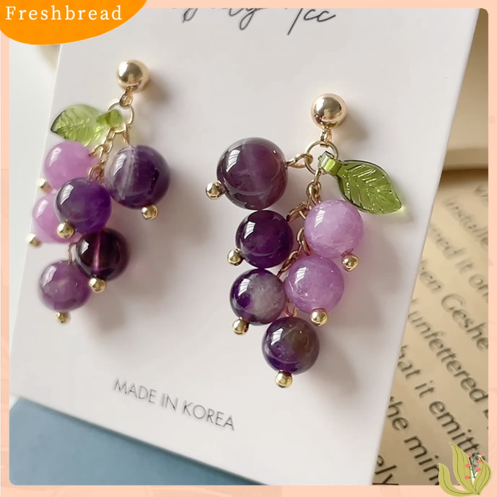 &lt; Freshbread &gt; 1pasang Hidup Menawan Menjuntai Anting Paduan Indah Buah Anggur Drop Stud Earrings Perhiasan Acessories