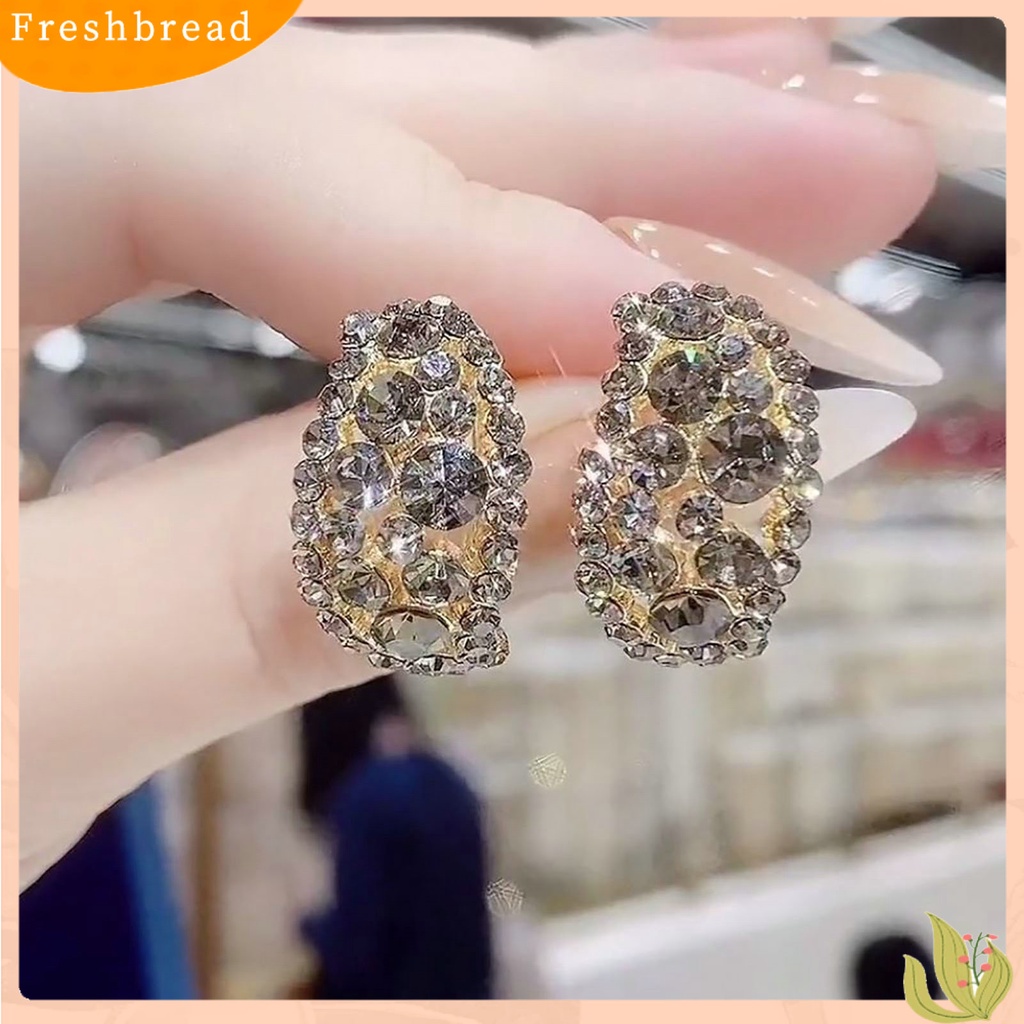 &lt; Freshbread &gt; 1pasang Anting Pejantan Temperamen Mengkilap Elegan Geometris Berkilau Berdandan Hadiah Valentine Wanita Kristal Imitasi Menjuntai Anting Perhiasan Pernikahan Aksesori Fashion