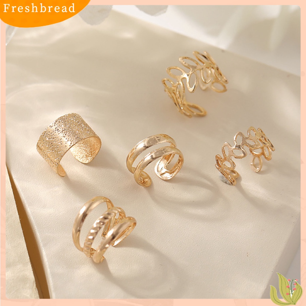 &lt; Freshbread &gt; Klip Anting Berongga Keluar Daun Perhiasan Tanpa Tindik Vintage Kilau Terang Anting Tulang Rawan Palsu Untuk Club