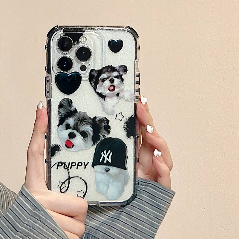 Lovely Cat Puppy Flash Powder Point Casing Soft Case HP iP iPhone 12 13 14 Pro Max 11 FTD Best Case Apple