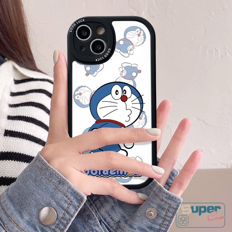 Case Kartun Doraemon Oppo A16 A78 A58 A55 A17 A3S A54 A77s A7 A12 A76 A16K A17K A9 A5 A16E A1K A57 A15 A53 A5s A96 A74 A95 A92 Reno 8T 5 7Z 5F A31 Lensa Oval Kucing Lucu Sarung Soft Cover