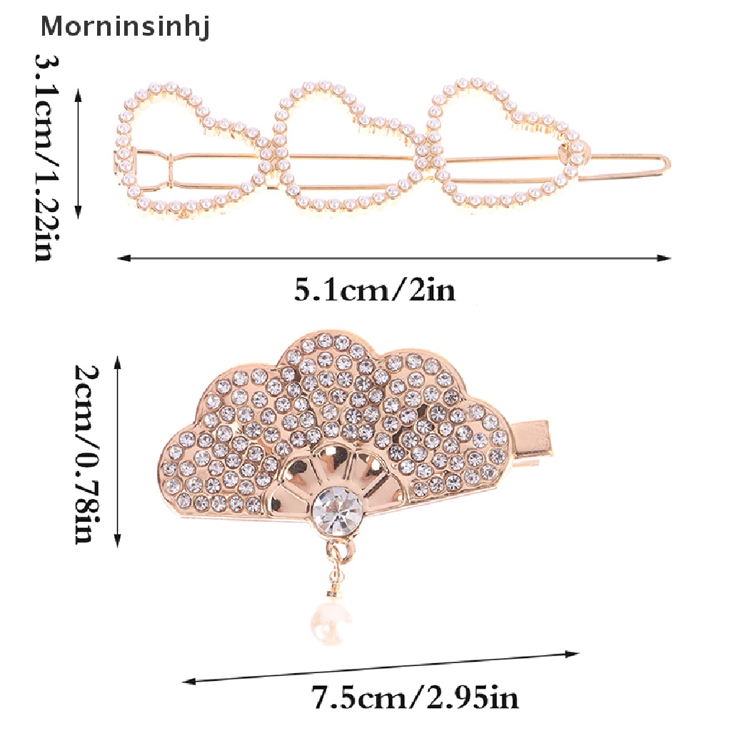 Mornin 1Pc Berbentuk Kipas Jepit Rambut Mutiara Hati Rambut Klip Wanita Berlian Imitasi Hiasan Kepala Gadis Aksesoris Rambut id