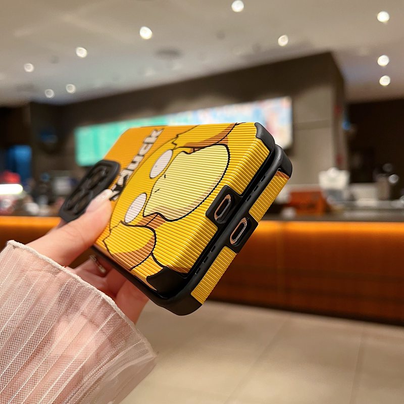 Cool Leather Soft Case iP iPhone 7 8 Plus SE 2020 X XR XS Max 11 12 13 14 Pro Max 14 Plus Phone Case Camera Protect Yellow psyduck Pokemon GO Men's Fashion