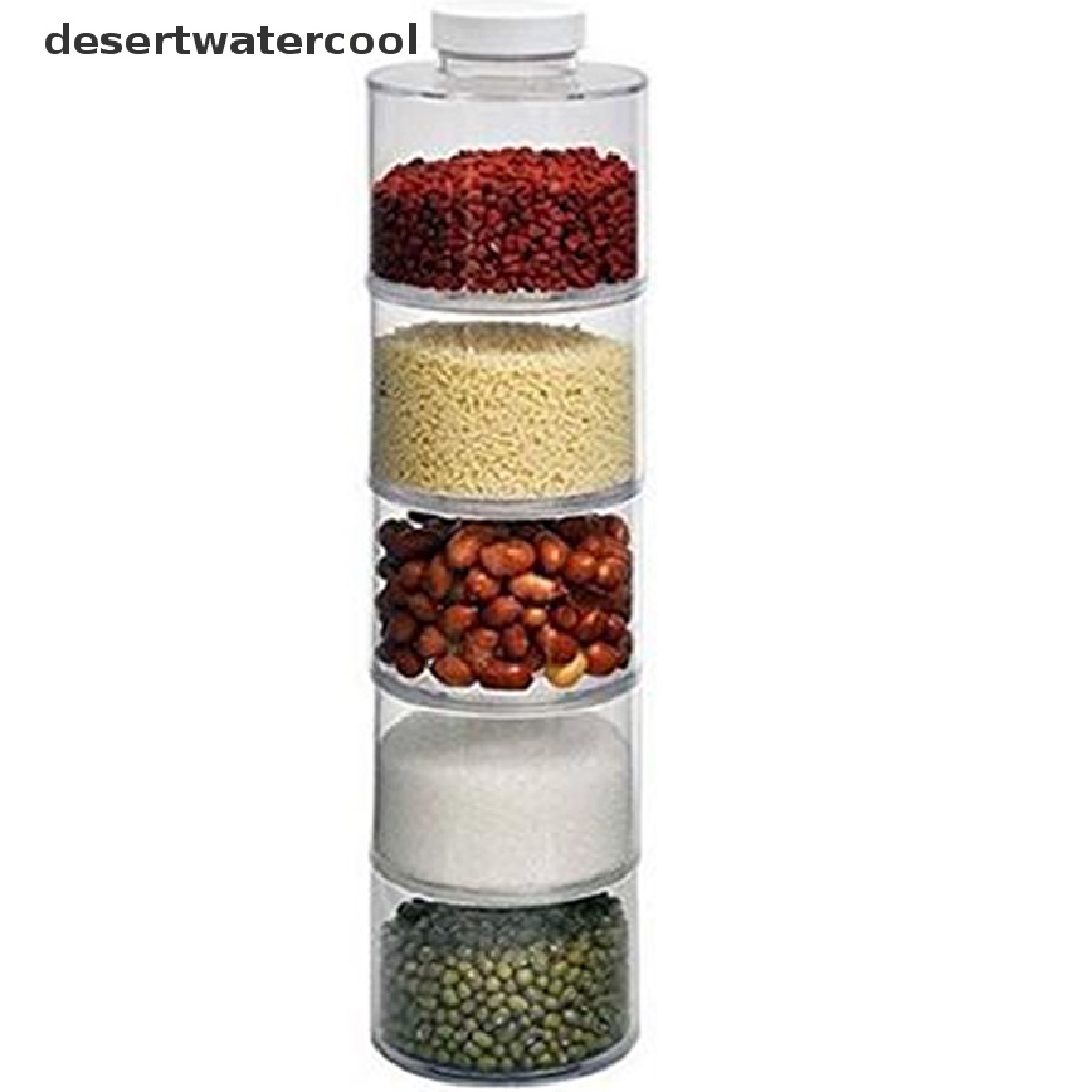 Deid 6Pcs Stackable Storage Jar Kotak Penyimpanan Bumbu Rak Menara Bumbu Transparan Martijn