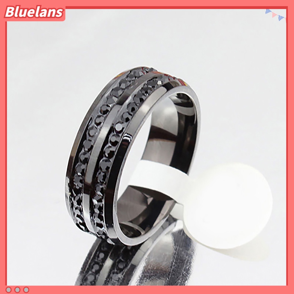 {In Stock} Band Ring Berlian Imitasi Dekorasi Perhiasan Hadiah Stainless Steel Pria Dan Wanita Band Finger Ring Untuk Pesta