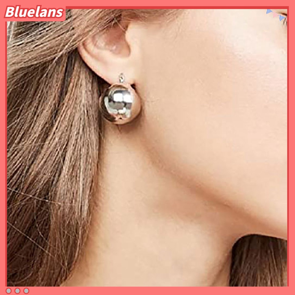 {In Stock} 1pasang Anting Wanita Bentuk Bola Temperamen Indah Punk Bulat Hoop Earrings Perhiasan Hadiah