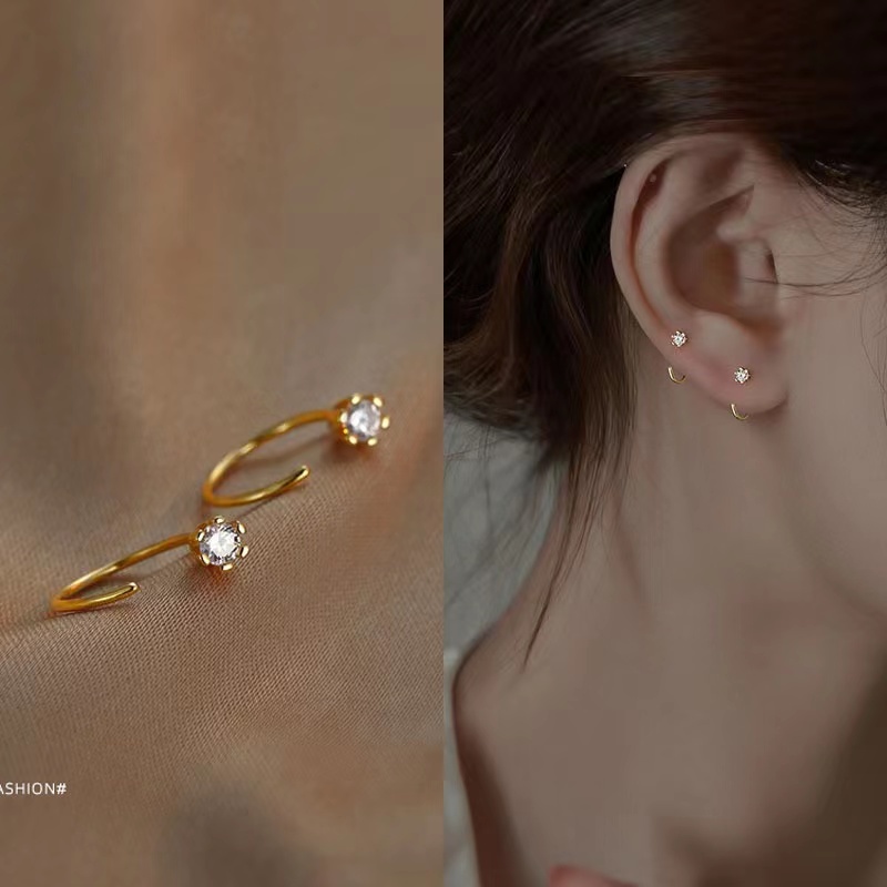 Anting Pejantan Perak925 Anting Kristal Halus Dan Sederhana Anting Fashion Anting Mini Hadiah