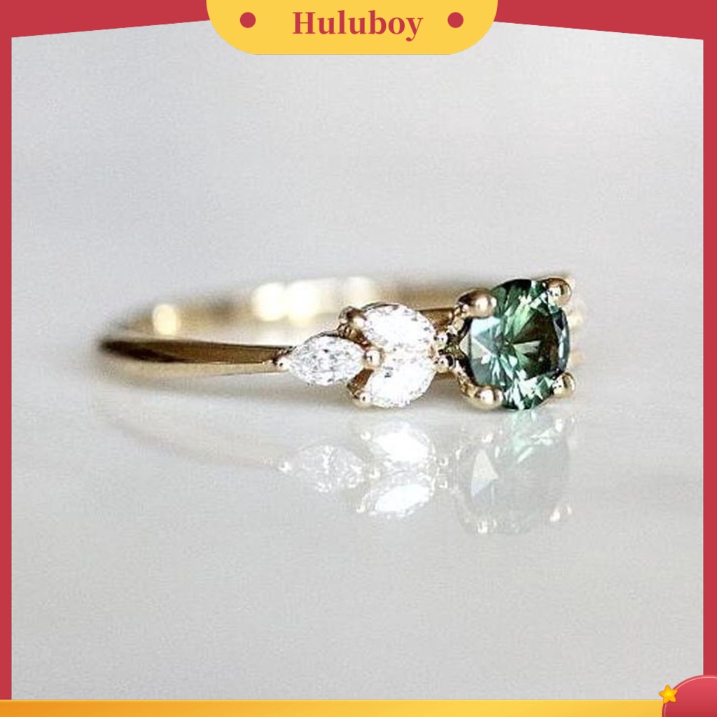 {Ready Stock} Lady Finger Ring Indah Berlian Imitasi Hijau Cubic Zircon Female Ring Untuk Pernikahan