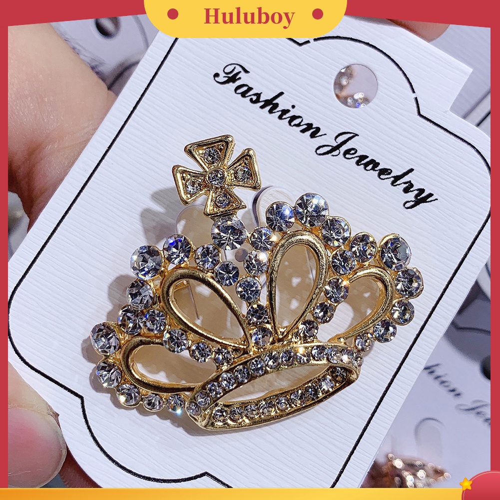 {Ready Stock} Mahkota Bentuk Berlian Imitasi Mutiara Imitasi Lapel Bros Pin Jas Kerah Lencana Perhiasan