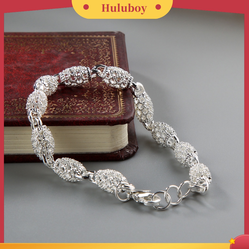 {Ready Stock} Gelang Elegan Anti Karat Wanita Lapis Silver Hollow Bola Bangle Rantai Untuk Travel