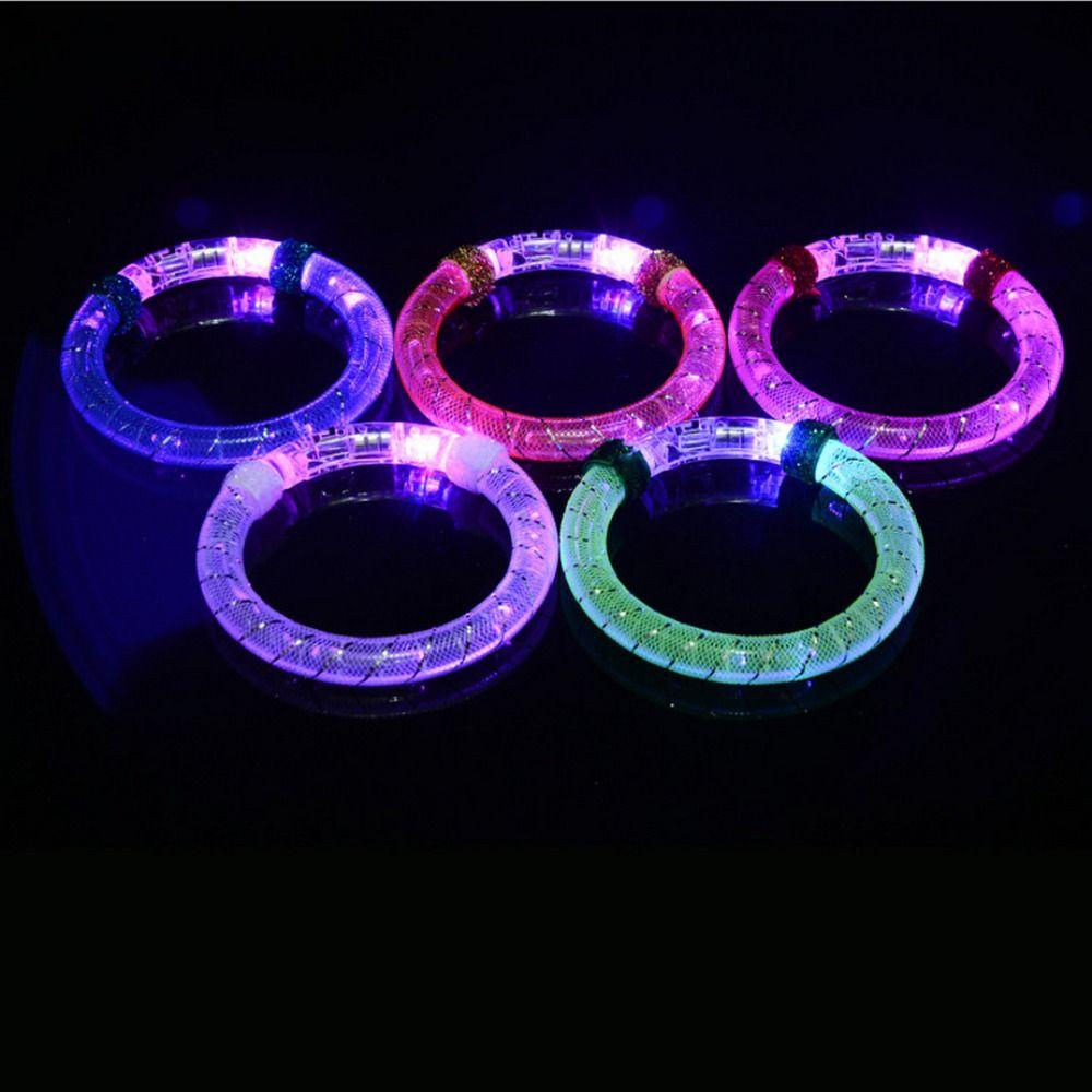 Lanfy Flash Gelang Mainan Untuk Anak Warna Luminescent Mainan Warna-Warni Bercahaya Gelang Pergelangan Tangan Tali Spire Lamella Mainan Anak Led Flash Color Bubble Bracelet