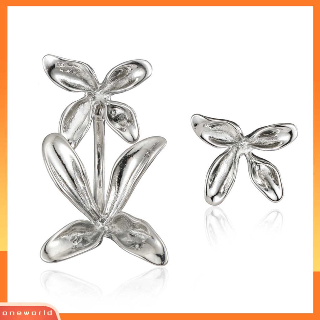 [OWR] 1pasang Wanita Anting Asimetri Tiga Dimensi Bentuk Bunga Electroplating Kepribadian Menghias Kembali Gantung Wanita Gadis Geometris Stud Earrings Fashion Perhiasan