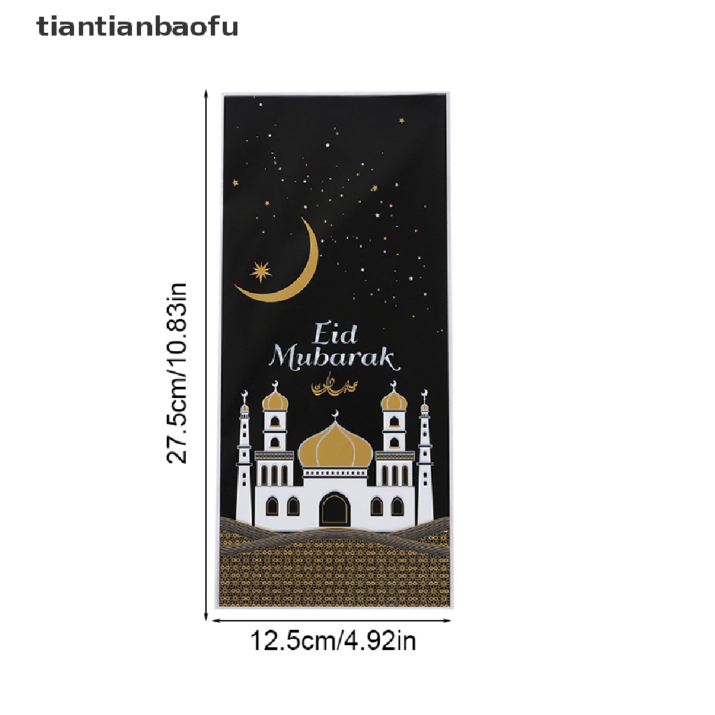 [tiantianbaofu] 50 Pcs Eid Mubarak Hadiah Tas Plastik OPP Permen Cookie Bag Perlengkapan Pesta Muslim Butik