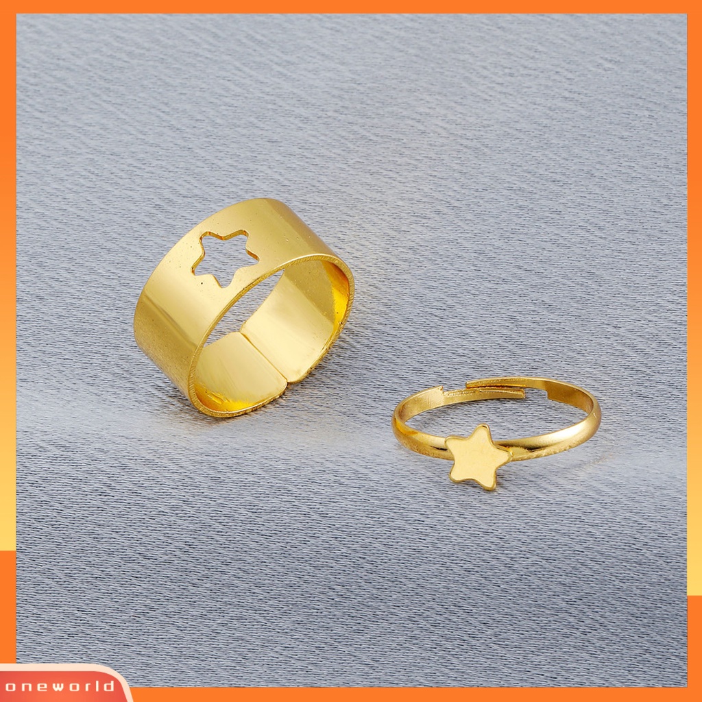 [EONE] 2pcs Cincin Jari Pesawat Bintang Bulan Hollow Pria Wanita Vintage Butterflies Rings Untuk Pernikahan