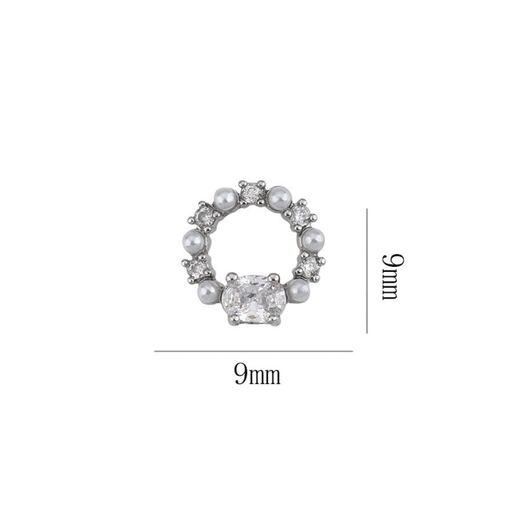 AUGUSTINA Agustina Kuku Ornamen 3D Mutiara Tidak Teratur Berlian Imitasi Diamond Insert Hollow Alloy Manicure Charms