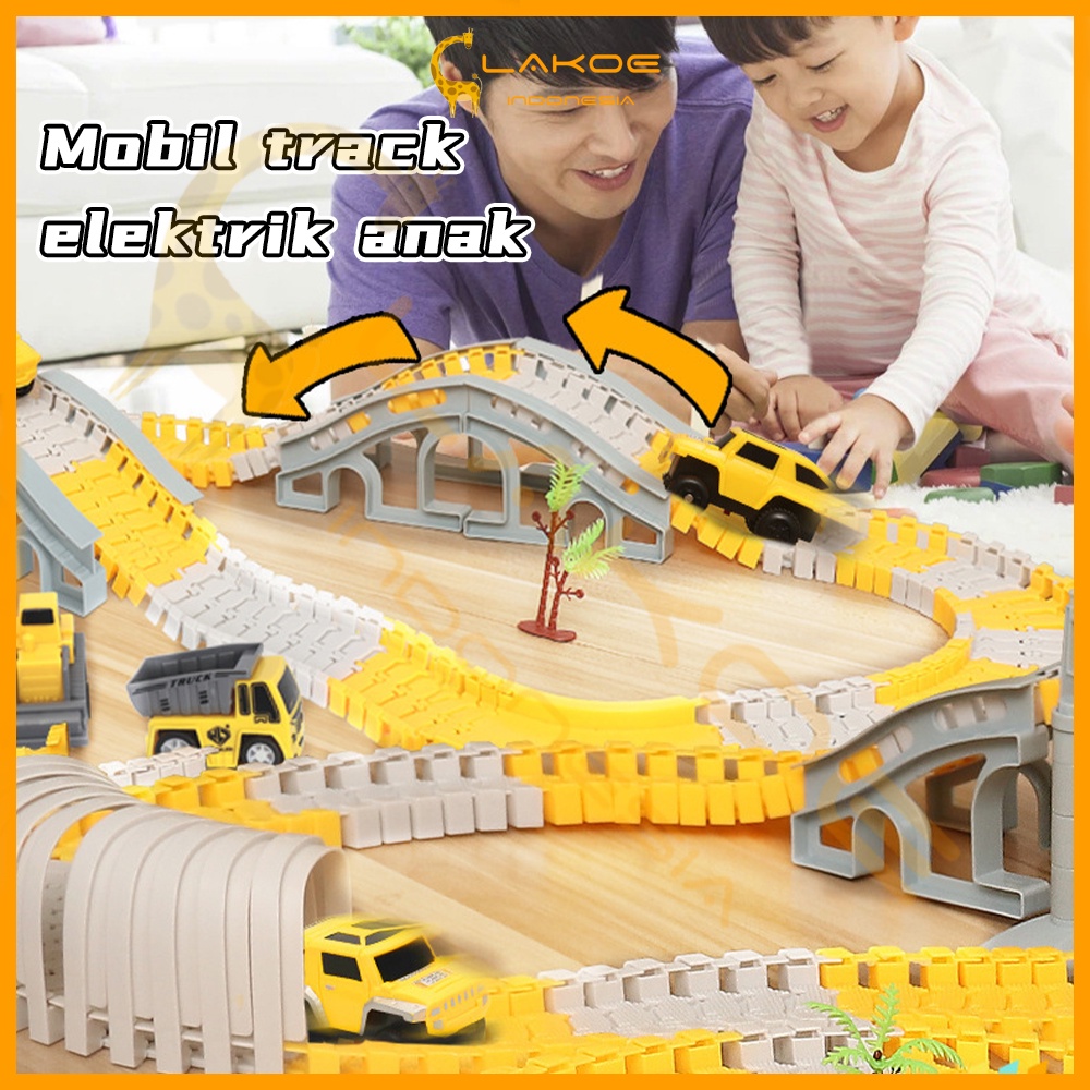 Lakoe Mobilan DIY Perakitan Mainan Truk/Kereta Api Edukatif Anak/Mainan Anak Engineering Mobil Track Listrik