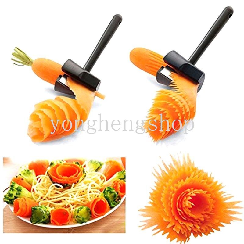 Kreatif Kentang Wortel Spiral Cutter Corong Berbentuk Sayuran Bunga Alat Ukir Buah Melon Lobak Parutan Timun Bunga Pengeriting Slicer Peeler Gadget Dapur