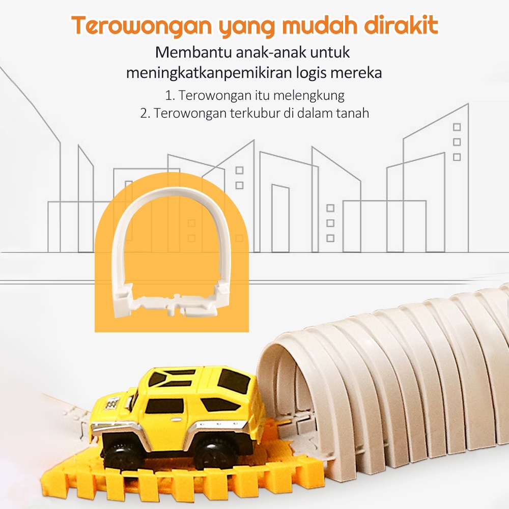 SweetyBayi Mobil rel mainan anak diy Mainan kereta api rel panjang dan lintasan City truck