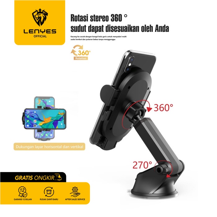 Lenyes CR119 Phone Holder HP Mobil Car Handphone Dashboard Original standing handphone gps maps peta online meja dashboard mount car penyangga penjepit