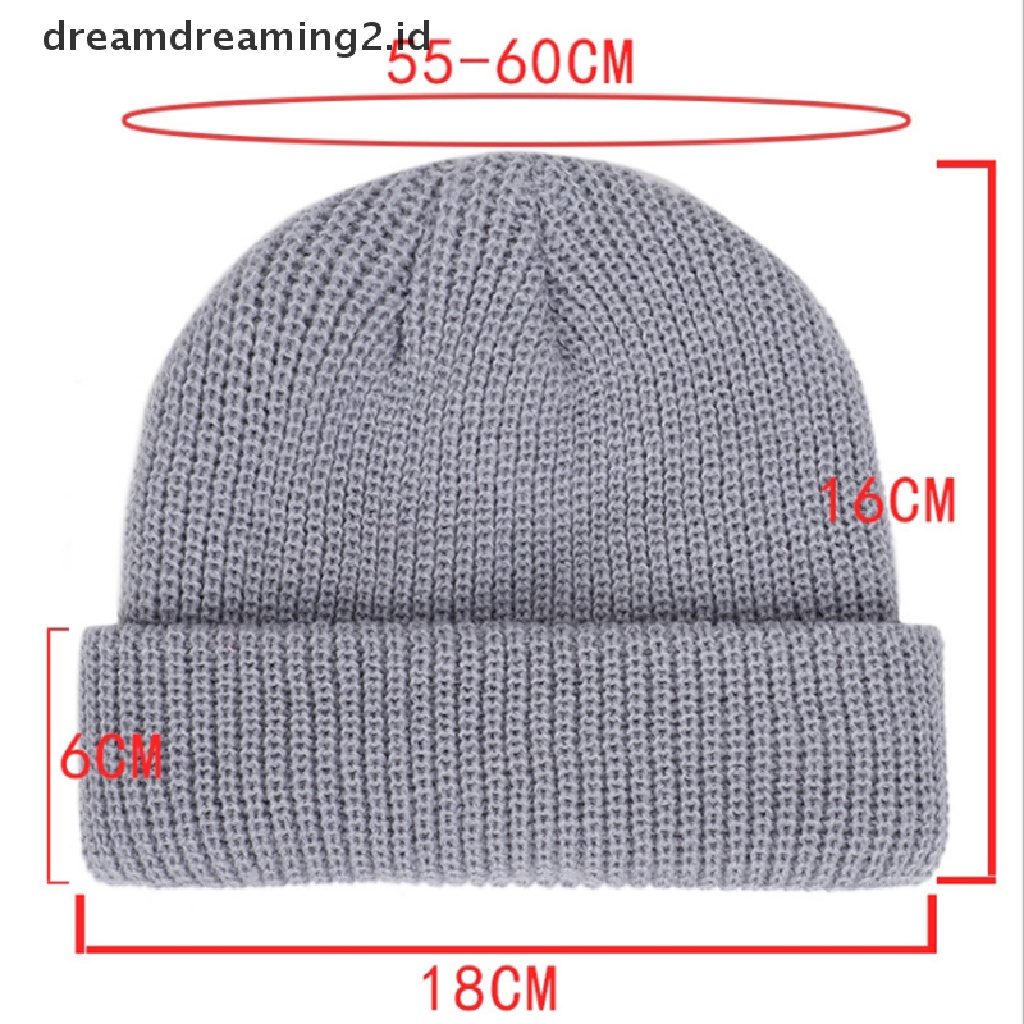 (hot) Unisex Pria Wanita Topi Kupluk Hangat Ribbed Winter Turn Ski Fisherman Docker Hat New//