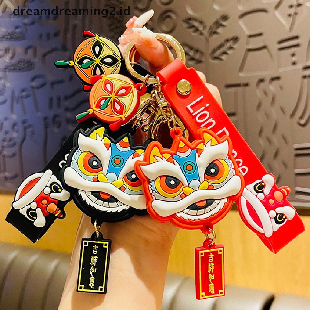 (hot) Fashion Lion Dance Tas Liontin Aksesoris Pasangan Kepribadian Kreatif Gantungan Kunci//