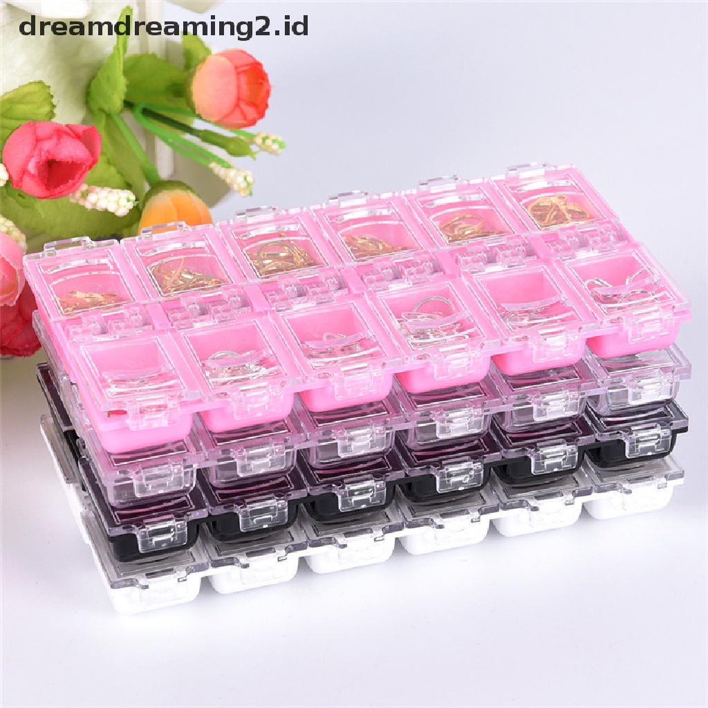 (hot) 12slot Kotak Penyimpanan Perhiasan Alat Nail Art Plastik Case Organizer Beads Jewelry//