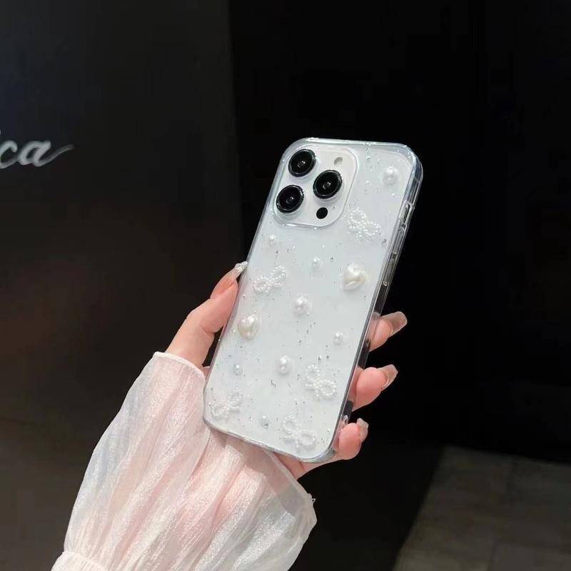 Soft Case Transparan Epoxy Untuk Iphone14 13 12 11 Pro MAX Plus Cover Kupu-Kupu Mutiara Mini Untuk iPhone X XS MAX XR 7 8 Plus SE 2022 2020 14Plus 13Mini 12Mini