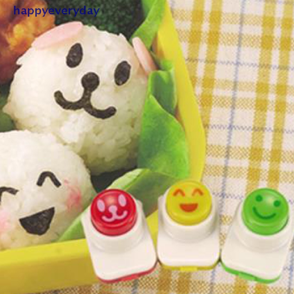 [happy] 3pcs/lot DIY Memasak Dapur Gadget Alat Sushi Smile Nori Aksesoris Onigiri Cetakan Kawaii Sushi Tools Pemotong Ekspresi Wajah [ID]