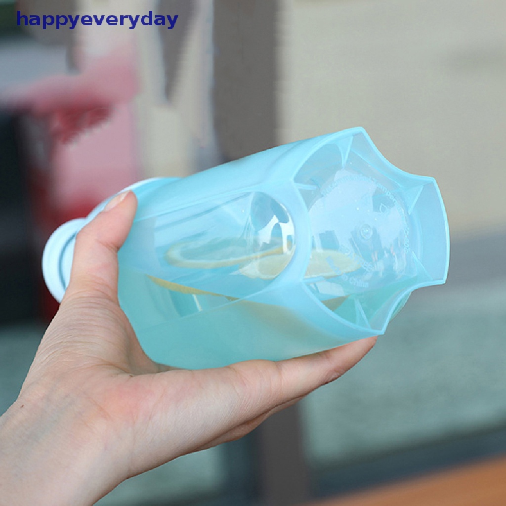 [happy] Botol Shaker Bubuk Portabel Botol Air Anti Bocor Untuk Gym Fitness Training Sport Mixing Cup Dengan Skala [ID]