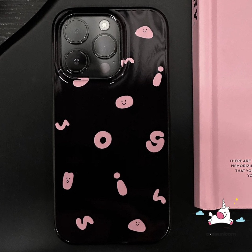 Simple Alphabet Glossy Case Kompatibel Untuk IPhone Xr7 8 Plus 11 13 14 12 Pro Max X XS Max SE 2020 Ins Fashion Halus Lucu Smiley Lembut Tpu Silicon Pasangan Ponsel Case