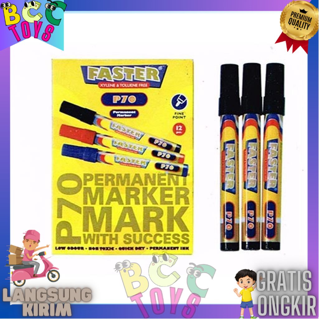 

Spidol Faster Permanent P70 Ecer / Permanent Marker Warna Hitam (1PCS)