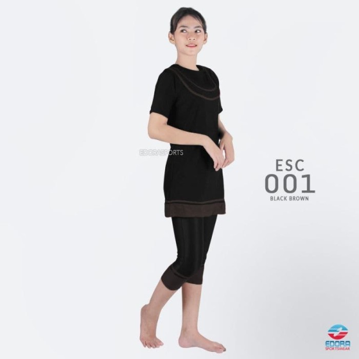 Edora Sportswear Swimsuit ESC 001 Black Brown - Baju Renang Wanita - L