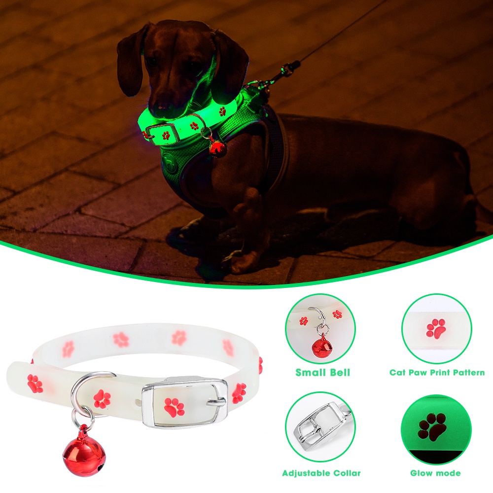 1 Pc Acak Silikon Neon Kerah Hewan Peliharaan Glow Di Malam Hari Anjing Kucing Kalung Anak Kucing Anjing Dress-Up Kerah Bercahaya Adjustable Bell Leher Cincin Hewan Peliharaan Luar Ruangan Anti-Hilang Aksesoris