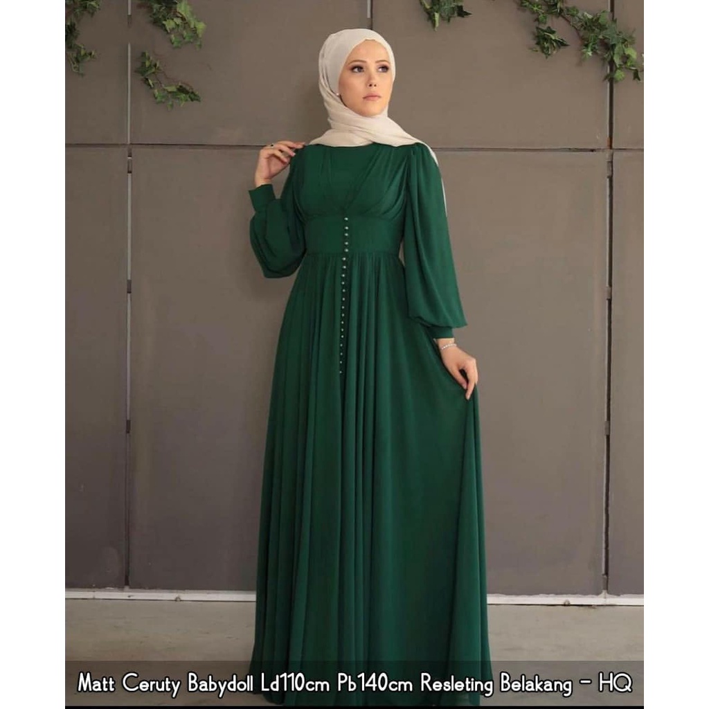 Gamis Wanita Yasmine Dress / Gamis Ceruty Babydoll Kekinian / Fashion Muslim / Casual Dress Murah - COD