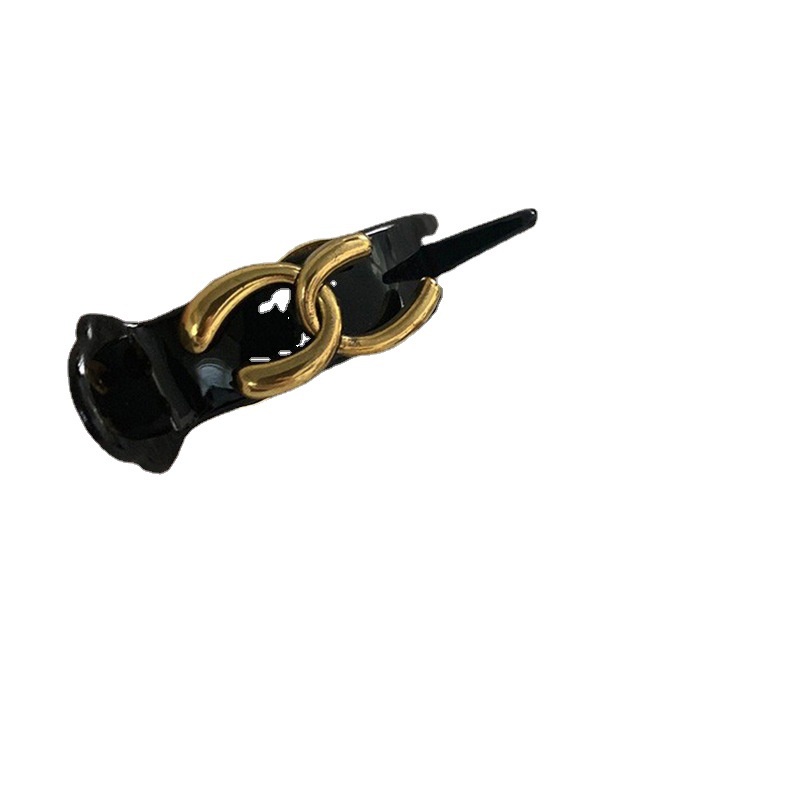 Elegan Dan Modis Emas Ganda C-Huruf Grip Klip Korea Fashion Akrilik Wanita Ponytail Clip Hitam Tinggi Ponytail Jepit Rambut