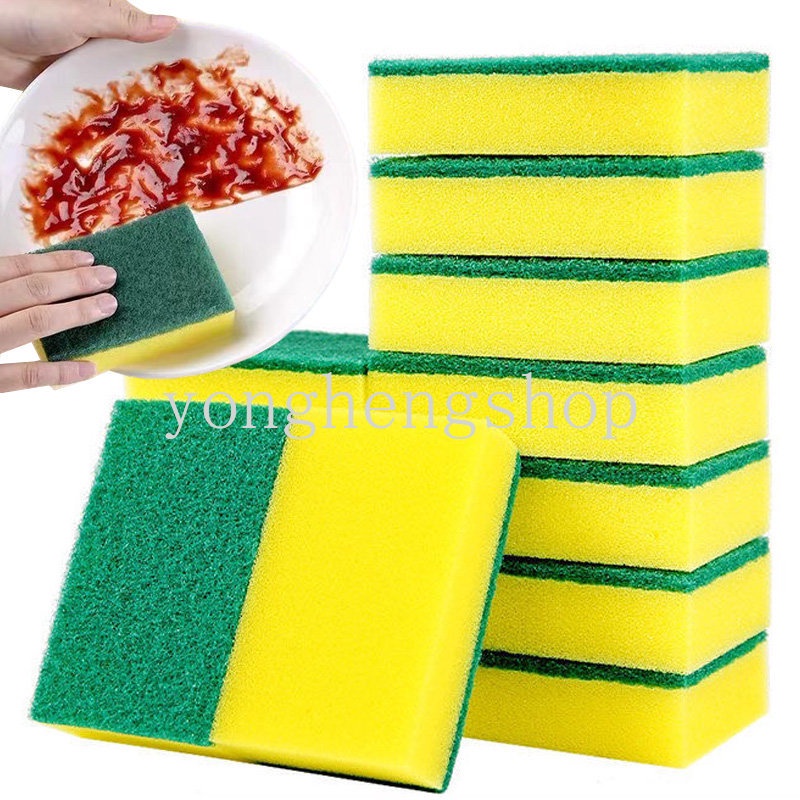 1/5pcs Spons Pembersih Dua Sisi Spons Cuci Piring Lap Panci Wajan Sikat Cuci Piring Pembersih Mangkok Scouring Pads Kitchen Cleaning Cloth Scrub Brushes