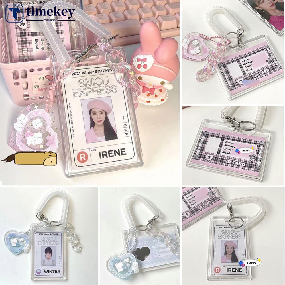 Timekey 3inch Kpop Photocard Holder Akrilik Transparan Kredit ID Bank Card Foto Display Holder Bus Subway Card Pelindung Case Liontin DGA1