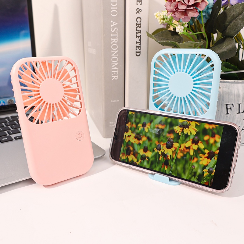 Multi-gear Adjustable USB Rechargable Handheld Square Pocket Fan/Stand Telepon Stabil Portabel Kipas Dapat Digantung Angin Kencang Kebisingan Rendah Pendingin
