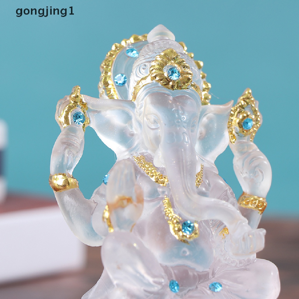 Ggg Ganesh Patung Dewa Sukses Gajah Hindu Resin Transparan Figurine Ornamen ID